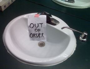 Out Of Order Sign on Sink